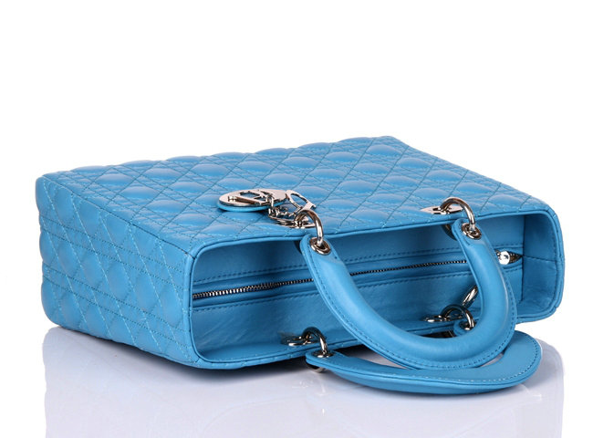 replica jumbo lady dior lambskin leather bag 6322 light blue with silver hardware